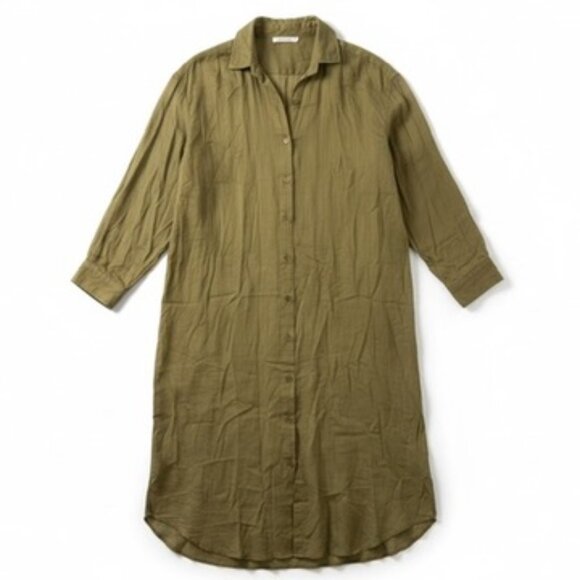 Mes Demoiselles Tops - Mes Demoiselles Cotton Oversized Sheer Shirt – Olive Size 1 , FR 38/40 US 10